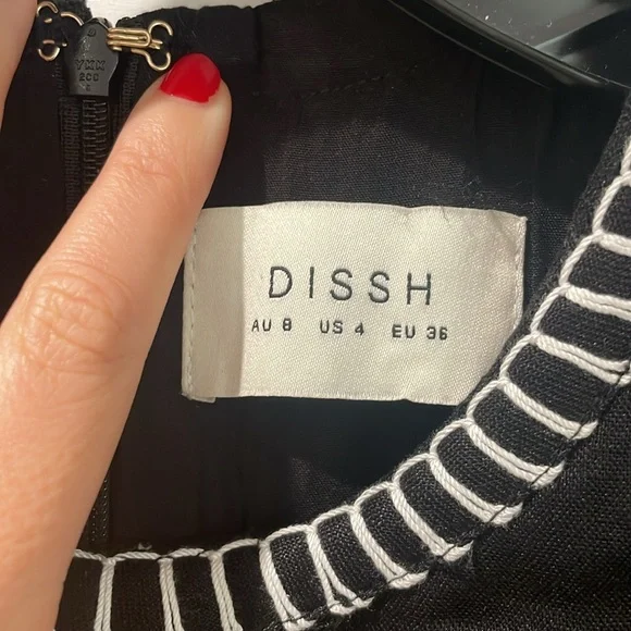 DISSH Bella Black Linen Mini Shift Dress size 4 - Picture 7 of 7